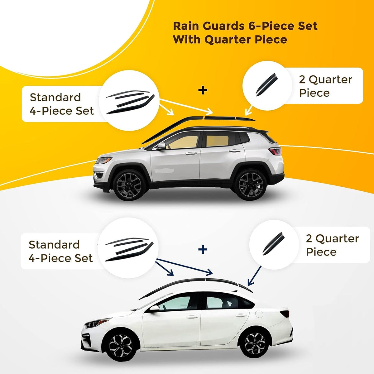 Black Tape-On Rain Guards 6PCs U89512