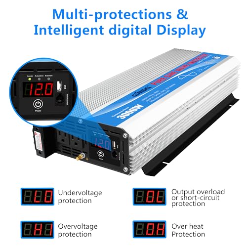 2200Watt Pure Sine Wave Solar Power Inverter with 20A Solar Charger Controller PWM H306390