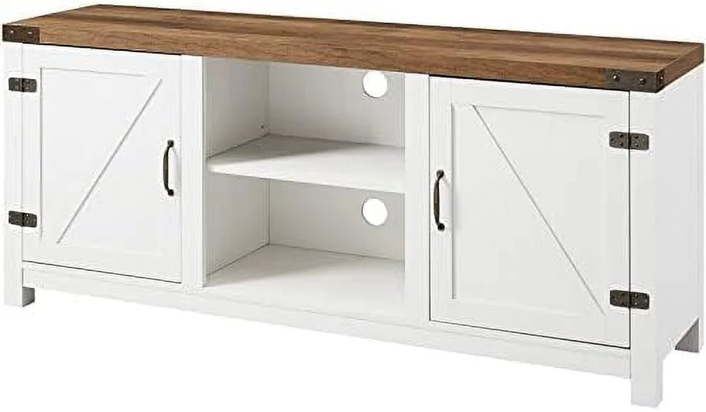 Rustic Wood TV Stand Up To 65" Brushed White Oak E11076