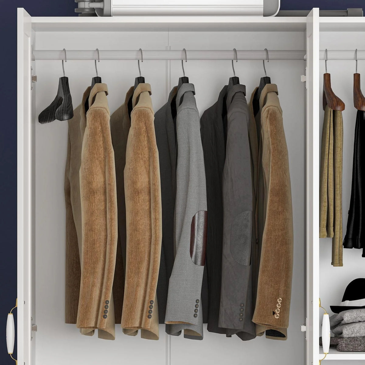 White 3 Door Wardrobe Closet with Shelves K106789