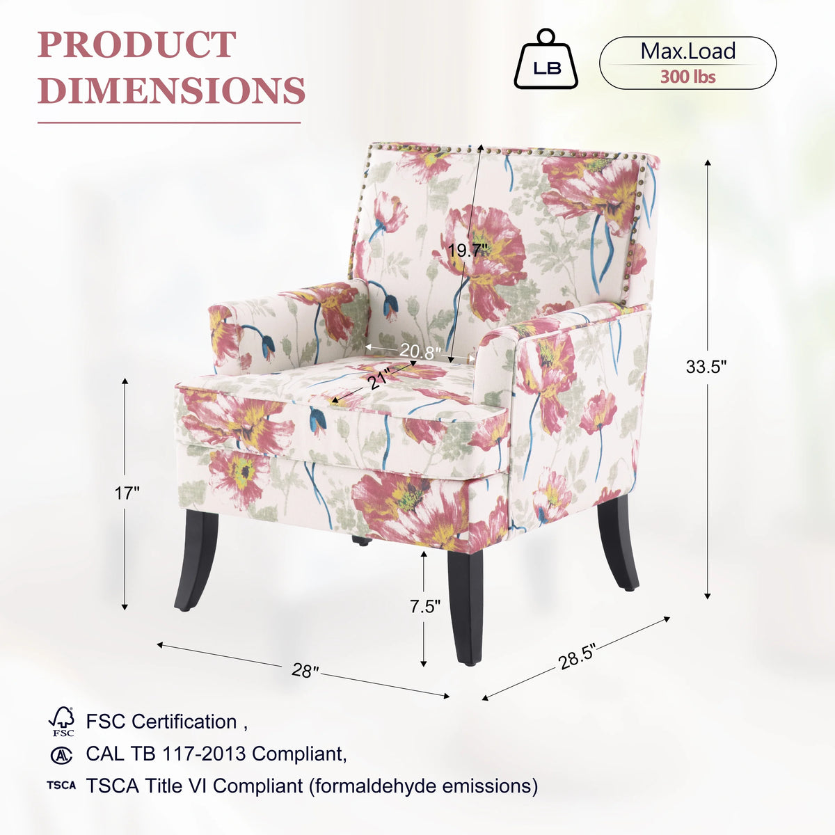 Set of 2 Upholstered Accent Chair with Wooden Legs H356
