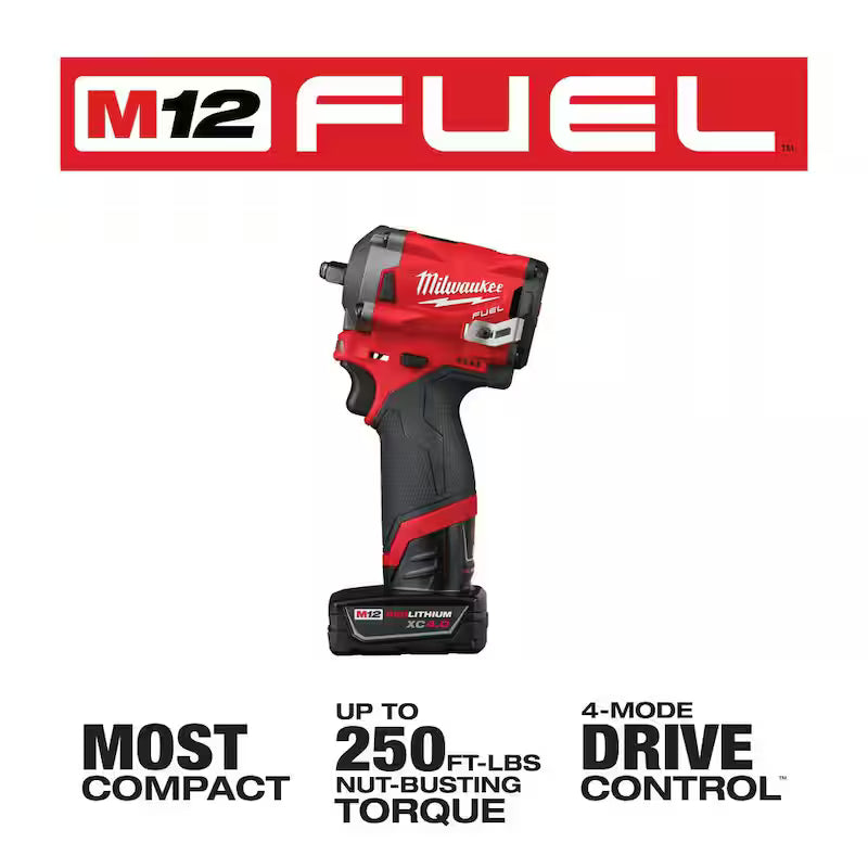 12V Lithium-Ion Brushless Cordless 3/8 in. Impact Wrench Kit with Ratchet O564359