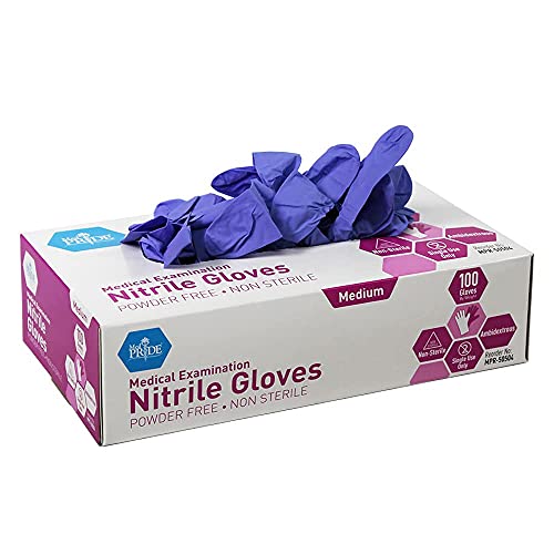 Powder-Free Nitrile Exam Gloves, Iris Blue, Medium, Box/100 Y569442