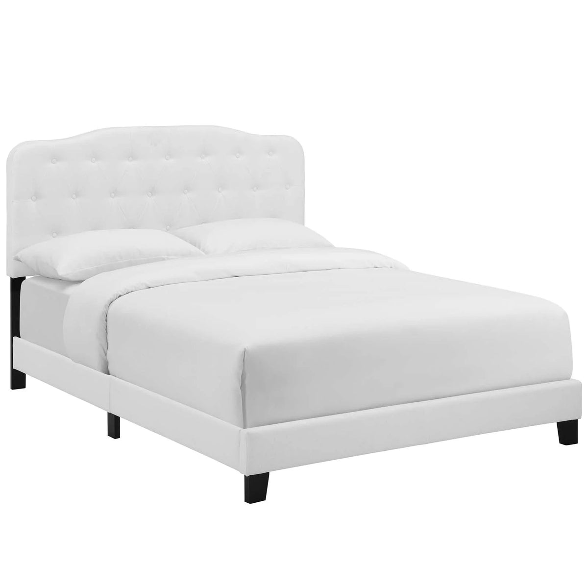 Full Upholstered Fabric Bed in White A2064