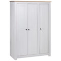 3 Doors Pine Wood Wardrobe with Storage Shelves and Hanging Rod F3257