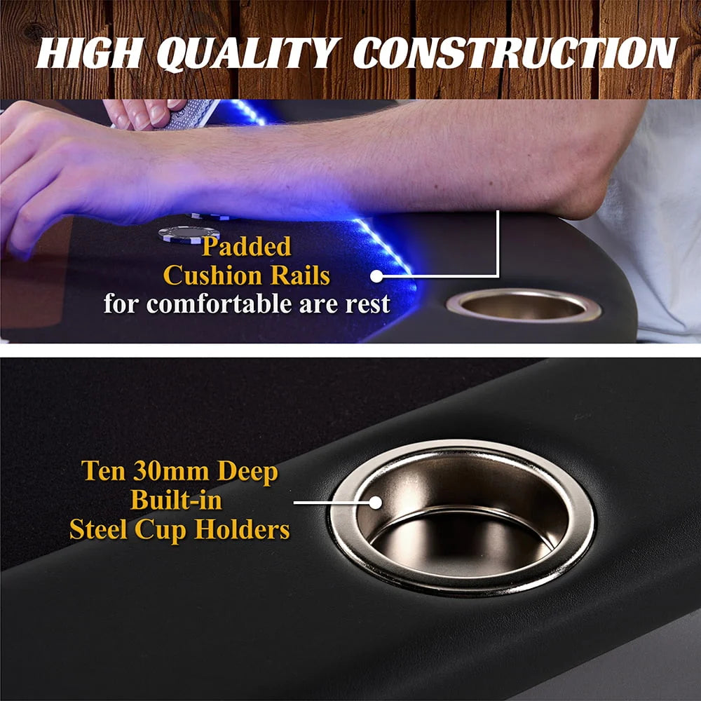 10-Player Poker Table with LED Lights W3478