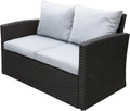 Wicker Rattan Patio Loveseat Sofa with Grey Cushions A881