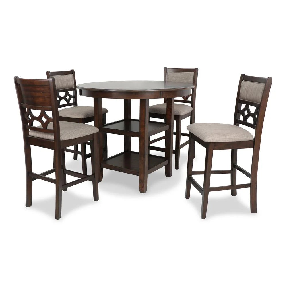 5-Piece Transitional Wood Counter Set in Cherry F439
