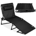 Black Adjustable Folding Chaise Lounge Chair with Pillow F6249