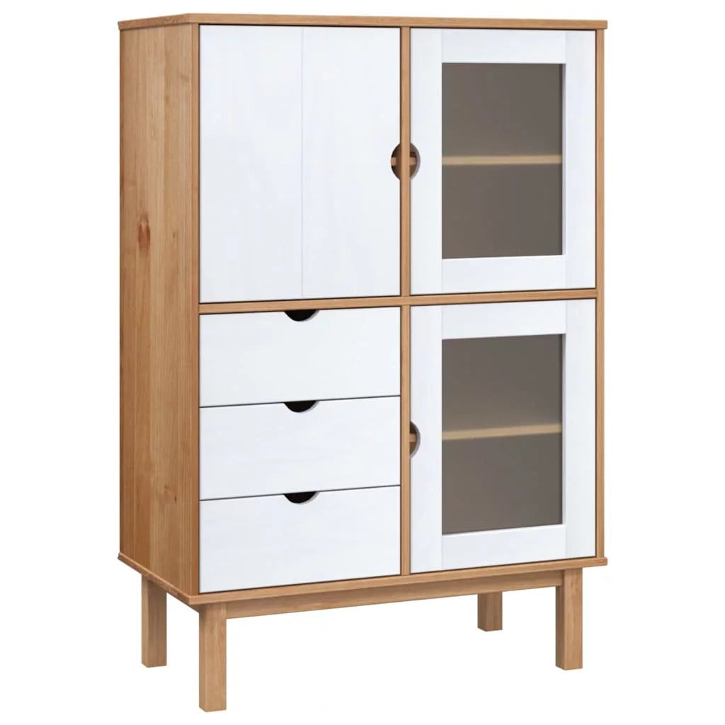 Brown and White Solid Wood Pine Highboard H314258