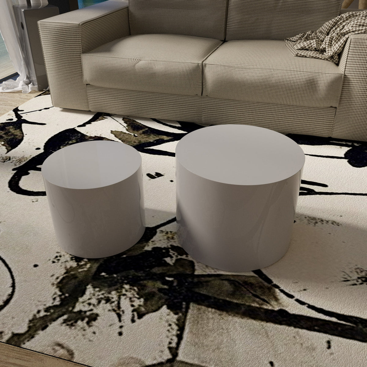 Set of 2 MDF Side Table Coffee Table End Table Nesting Table E887