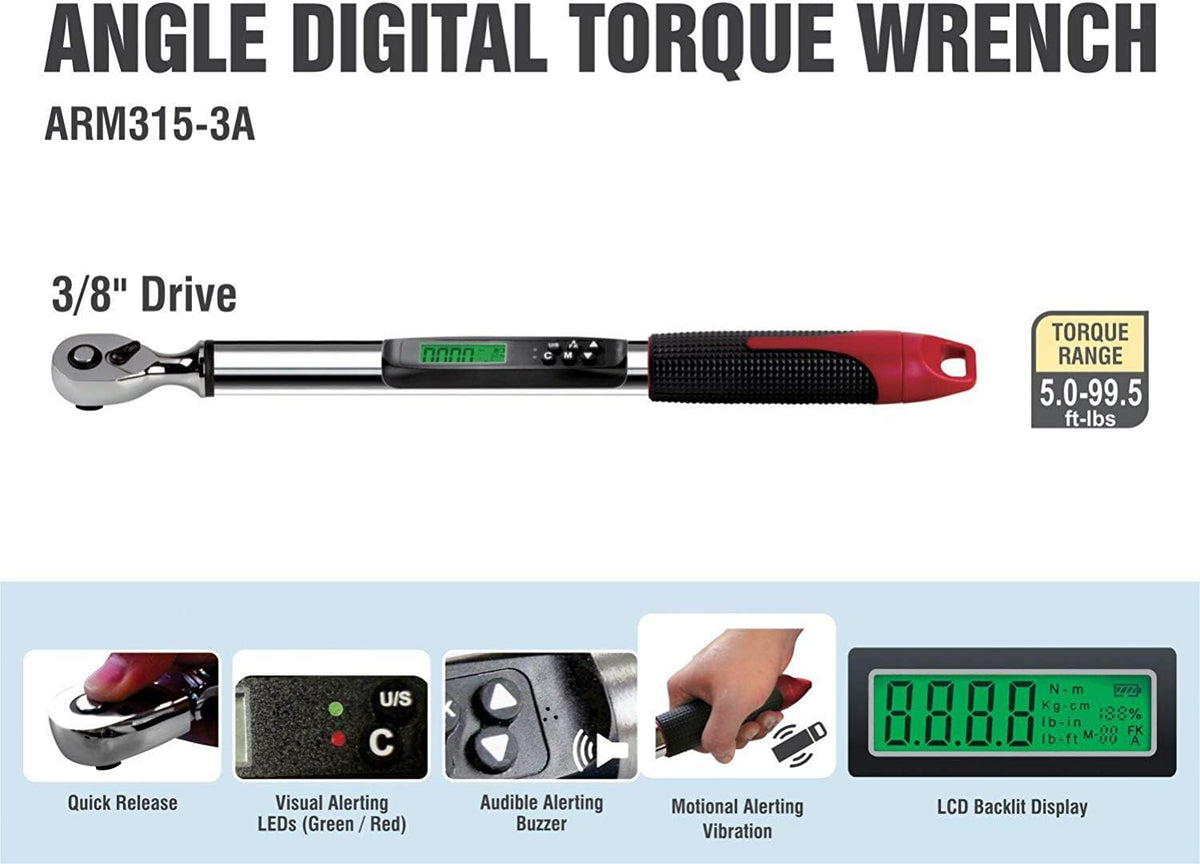 3/8” Heavy Duty Angle Digital Torque Wrench P749