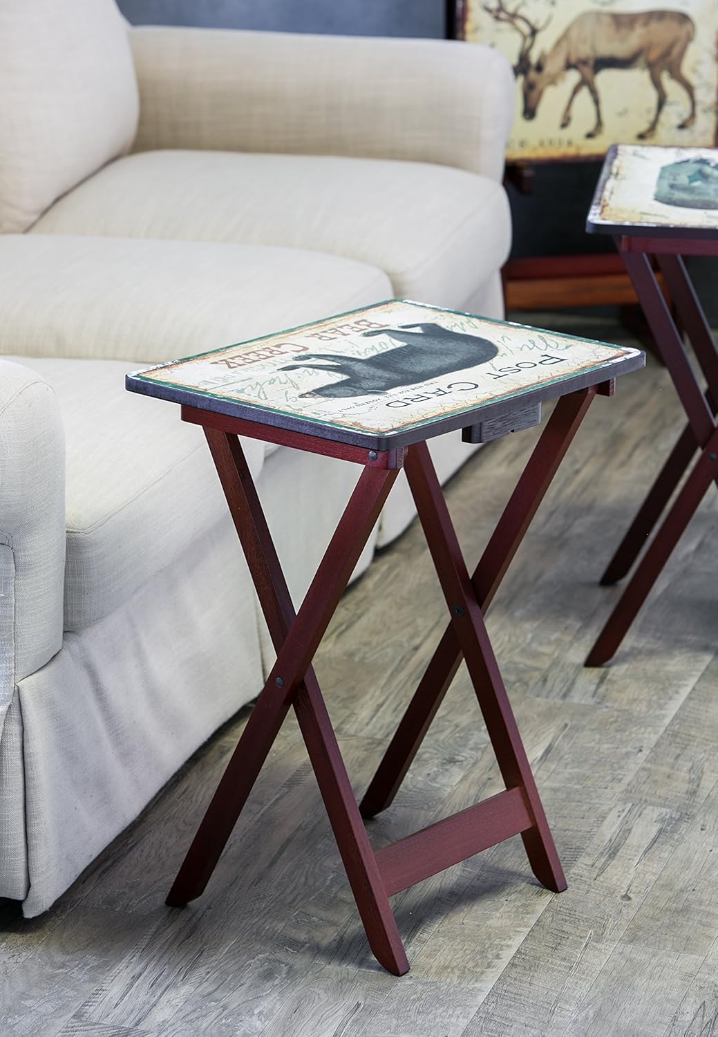 Farmhouse TV Trays with Stand, Set of 4 Q883516
