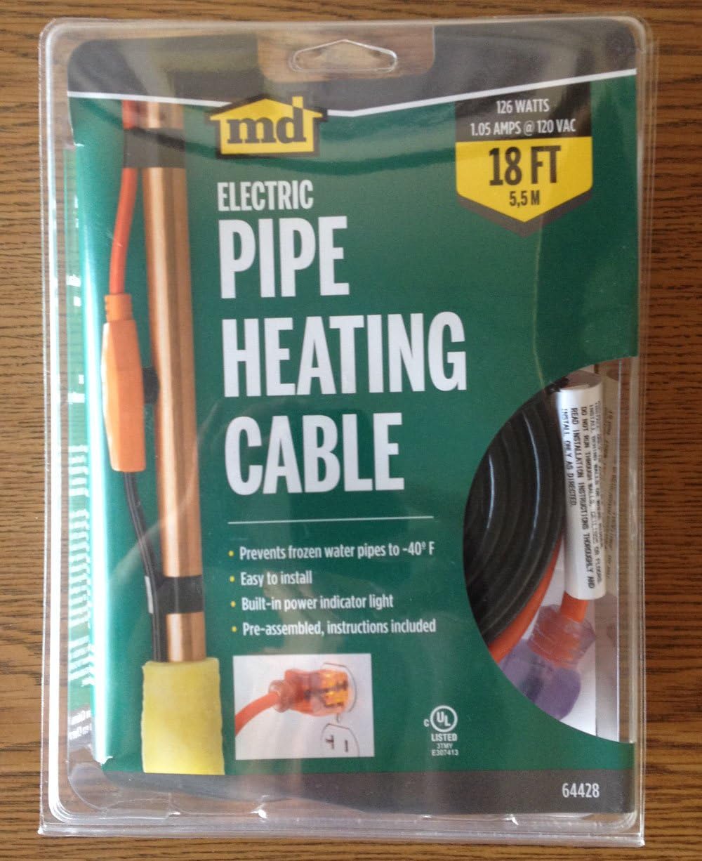 18 Ft Pipe Heating Cable with Thermostat Z178