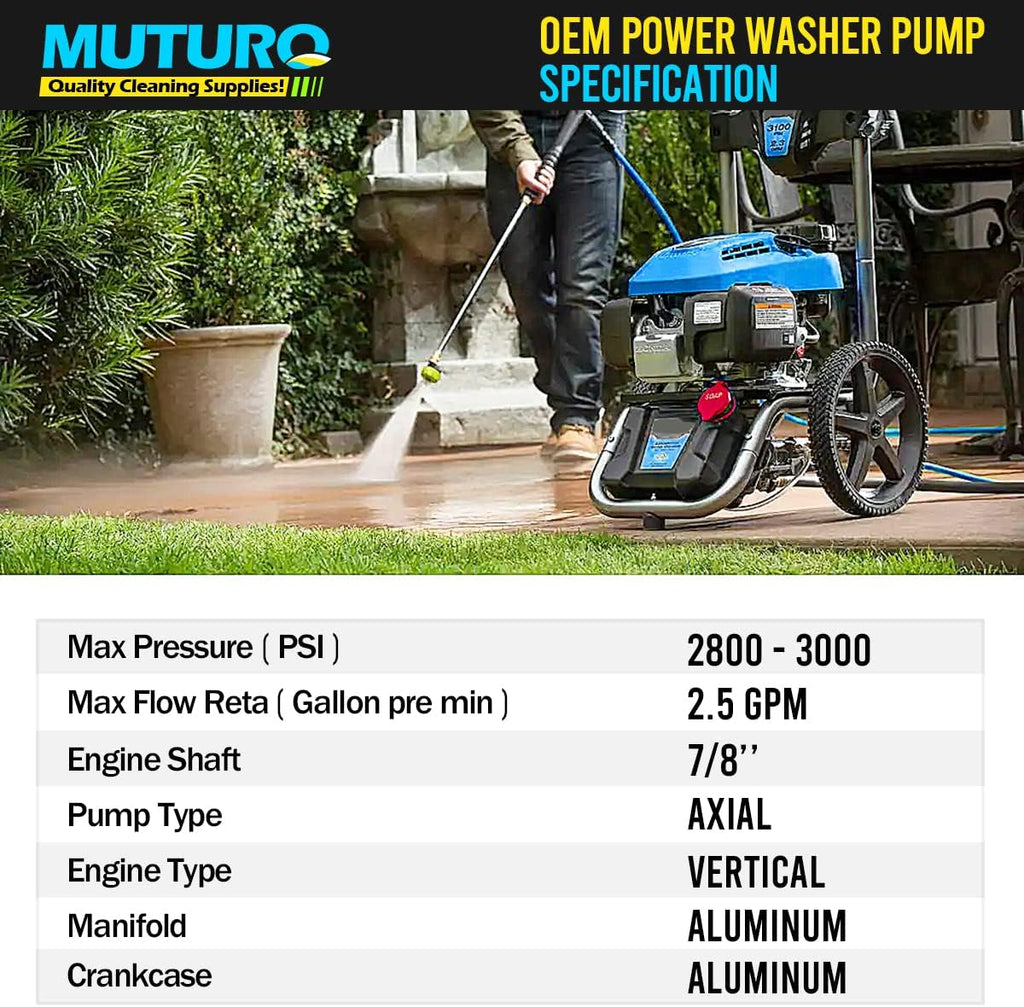 Vertical Pressure Washer Pump 7/8 Shaft 2800-3000 PSI 2.5GPM Rear Outlet Pack of 2 J361531