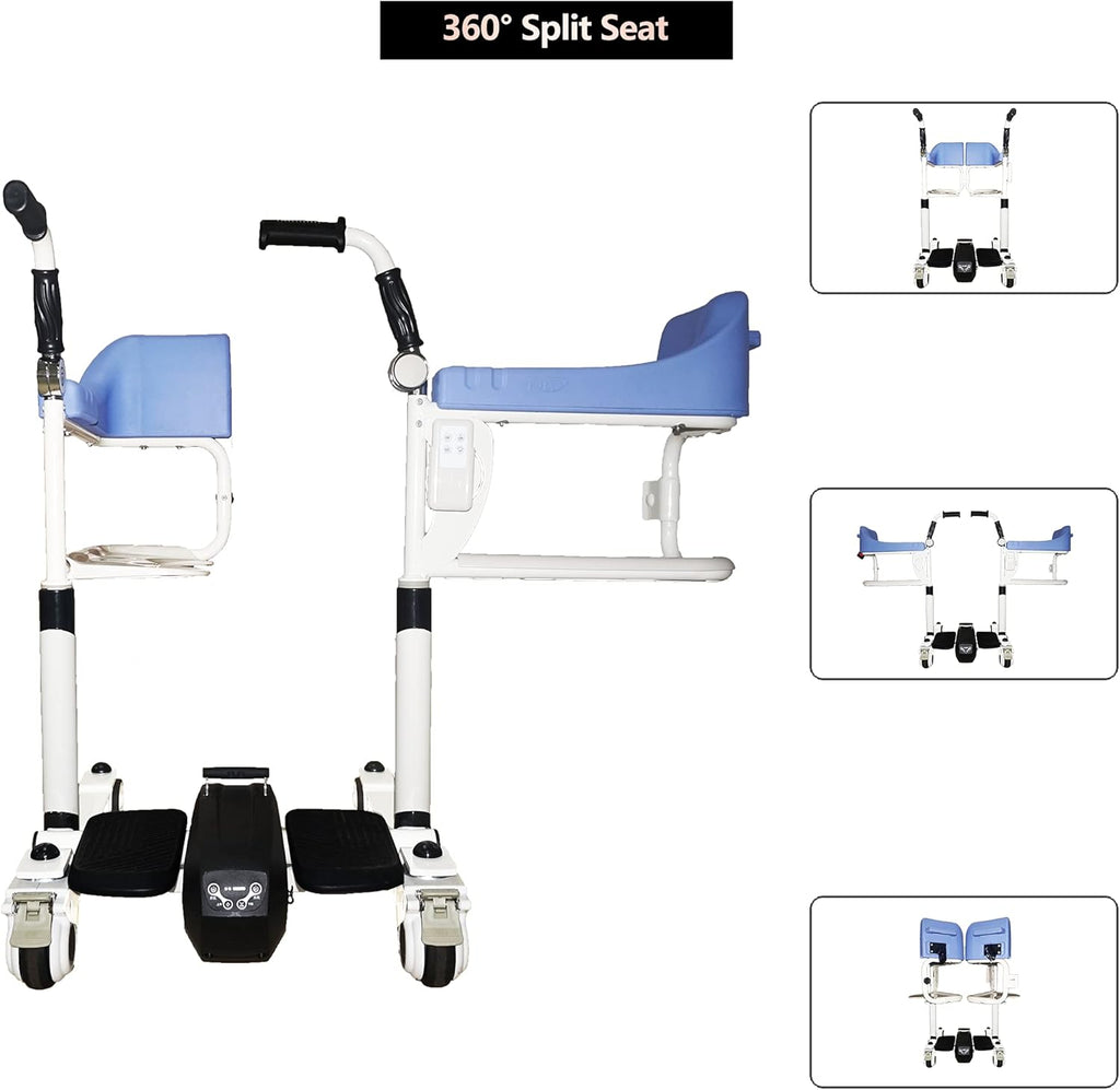 Electric Lift Shower Chair with Wheels and Split Seat T86260