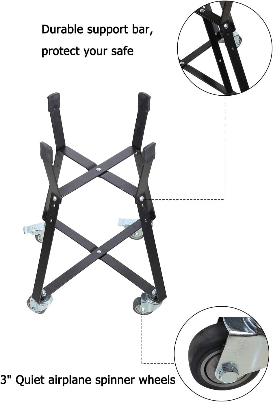 Rolling Cart with Locking Caster Wheels Powder Coated Steel S7465