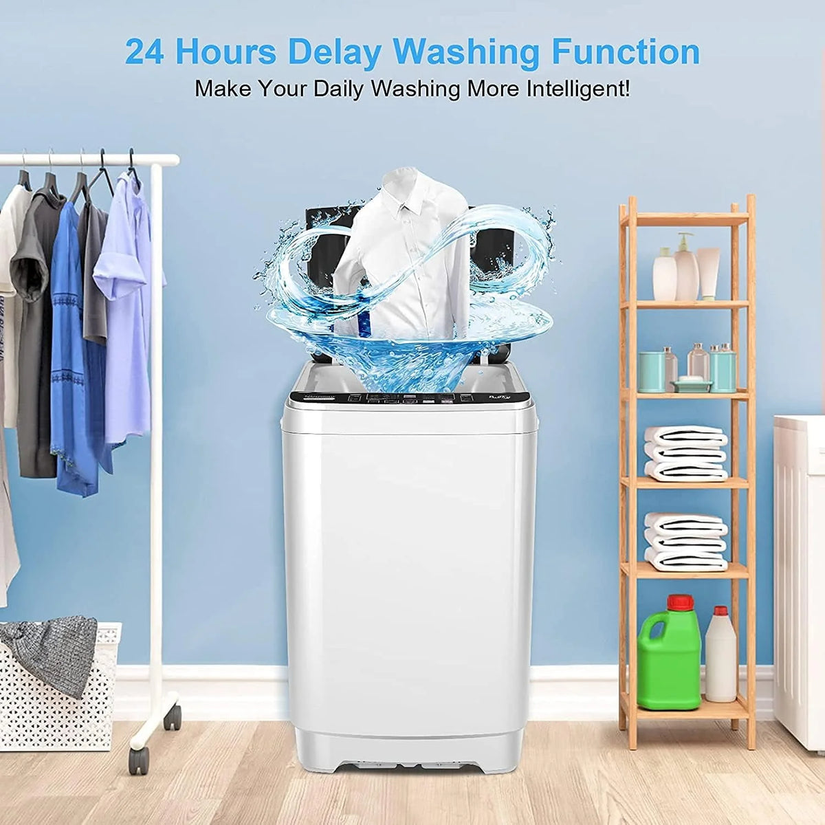 Portable 17.8lbs Fully-Automatic Washing Machine Y977775