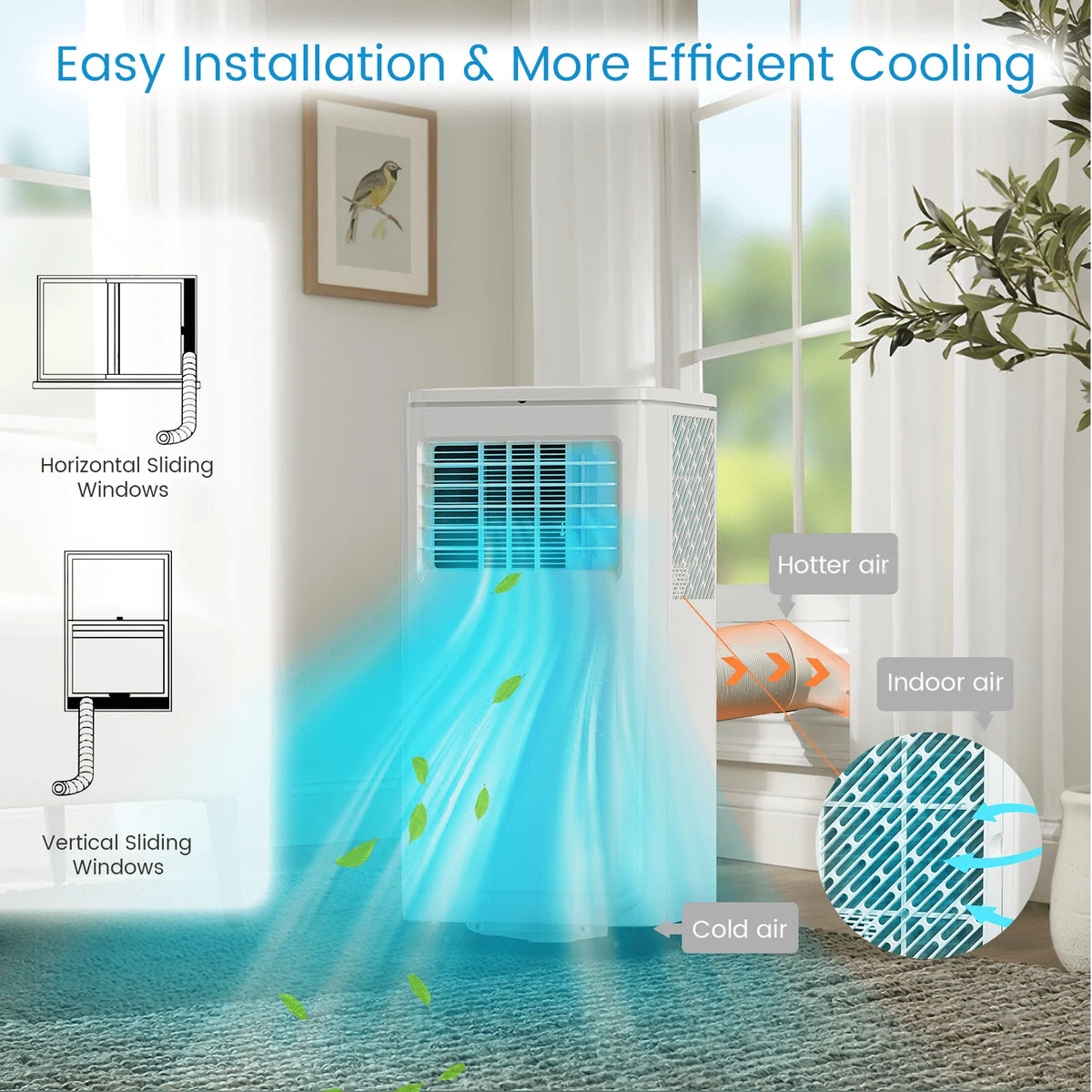 8000 BTU Portable Indoor Air Conditioner with Remote Control H749