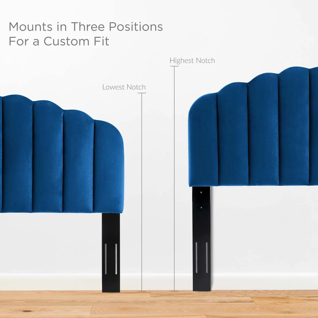 King California King Velvet Headboard Navy P9418