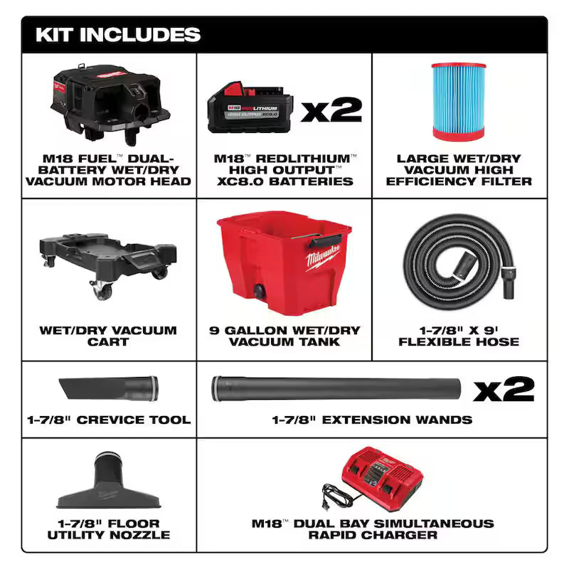 9 Gal. Cordless Wet/Dry Shop Vacuum Kit with Right Angle Tool and Bag Z104042