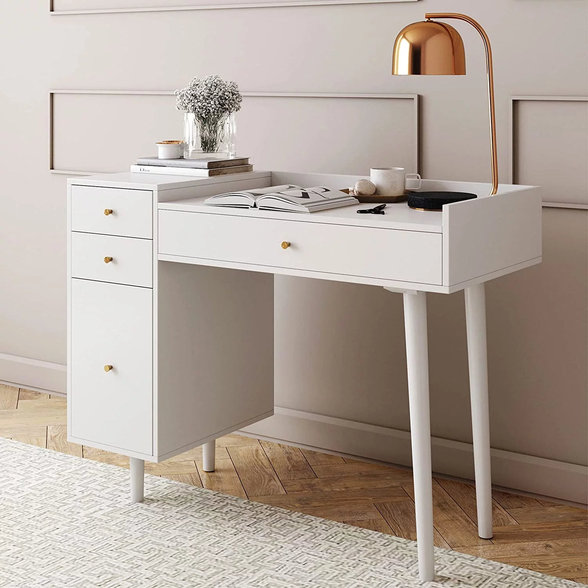 White 4 Drawer Vanity Dressing Table M486