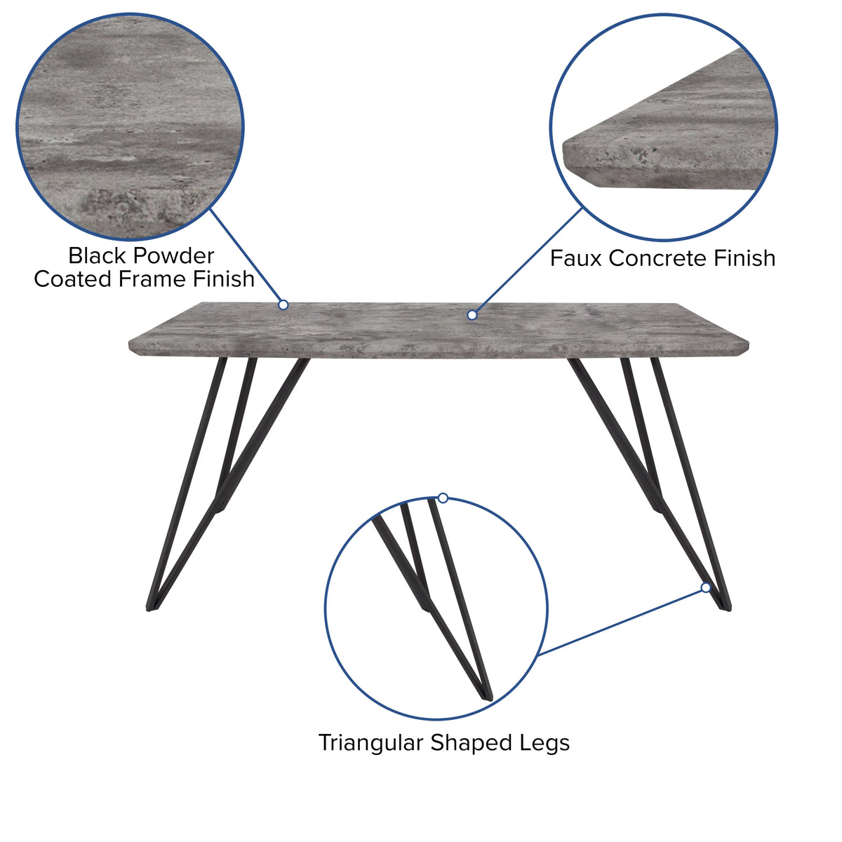 Rectangular Dining Table Faux Concrete Finish N194764