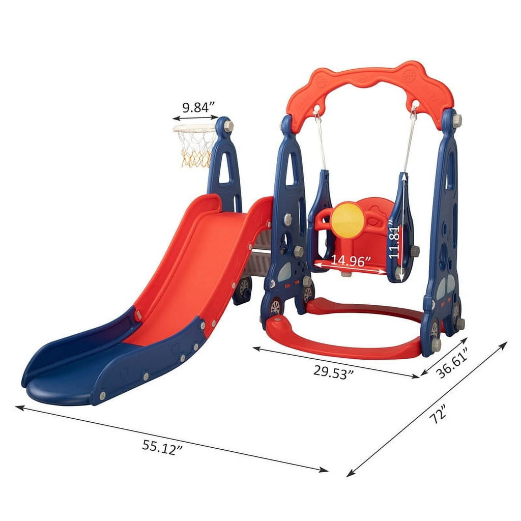 Toddler Slide and Swing Set with Basketball Hoop A988772