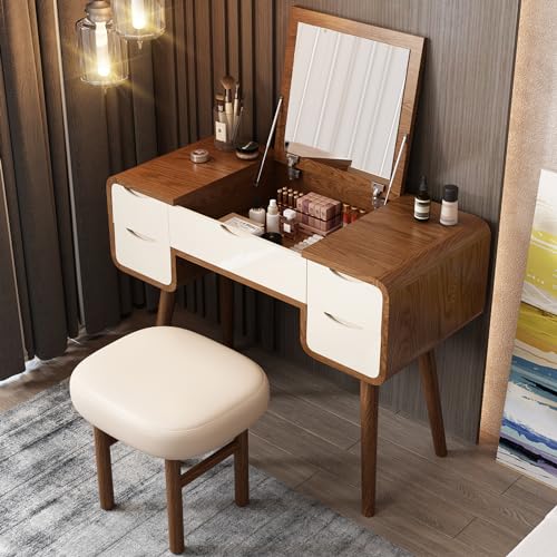 Flip Top Vanity Table with Stool and Mirror N442