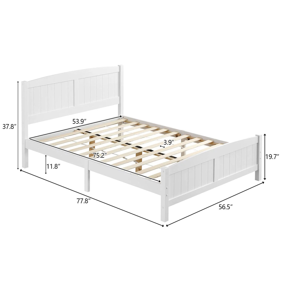 Queen Solid Pine Wood Platform Bed Frame with Headboard M4507