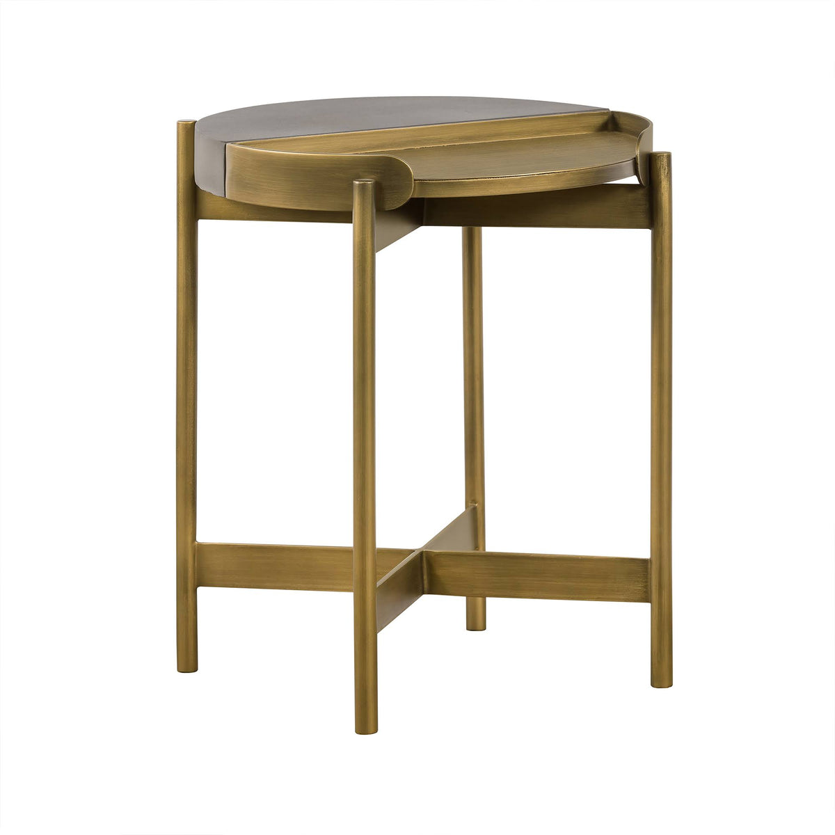 Grey Concrete End Table with Antique Brass U4523