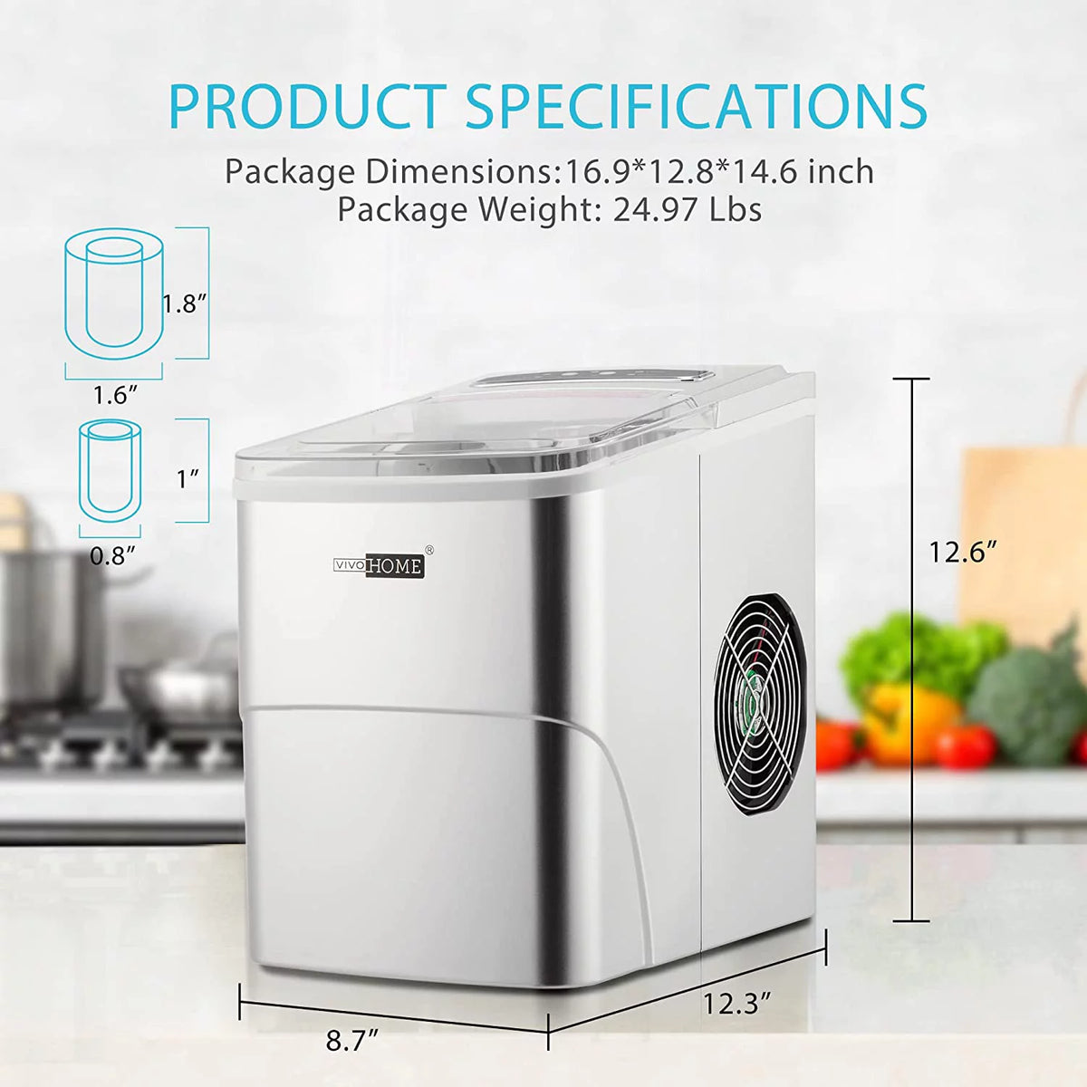 Black Countertop Ice Maker with Ice Scoop X301