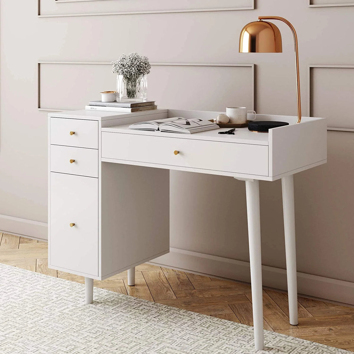 White 4 Drawer Vanity Dressing Table M486