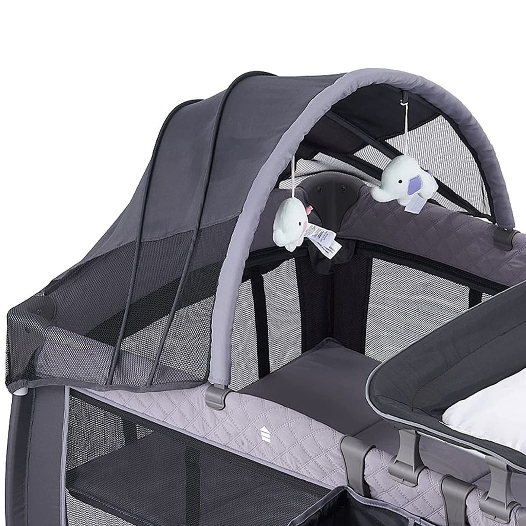 Portable Baby Play Yard with Wheels, Canopy, Changing Table N372