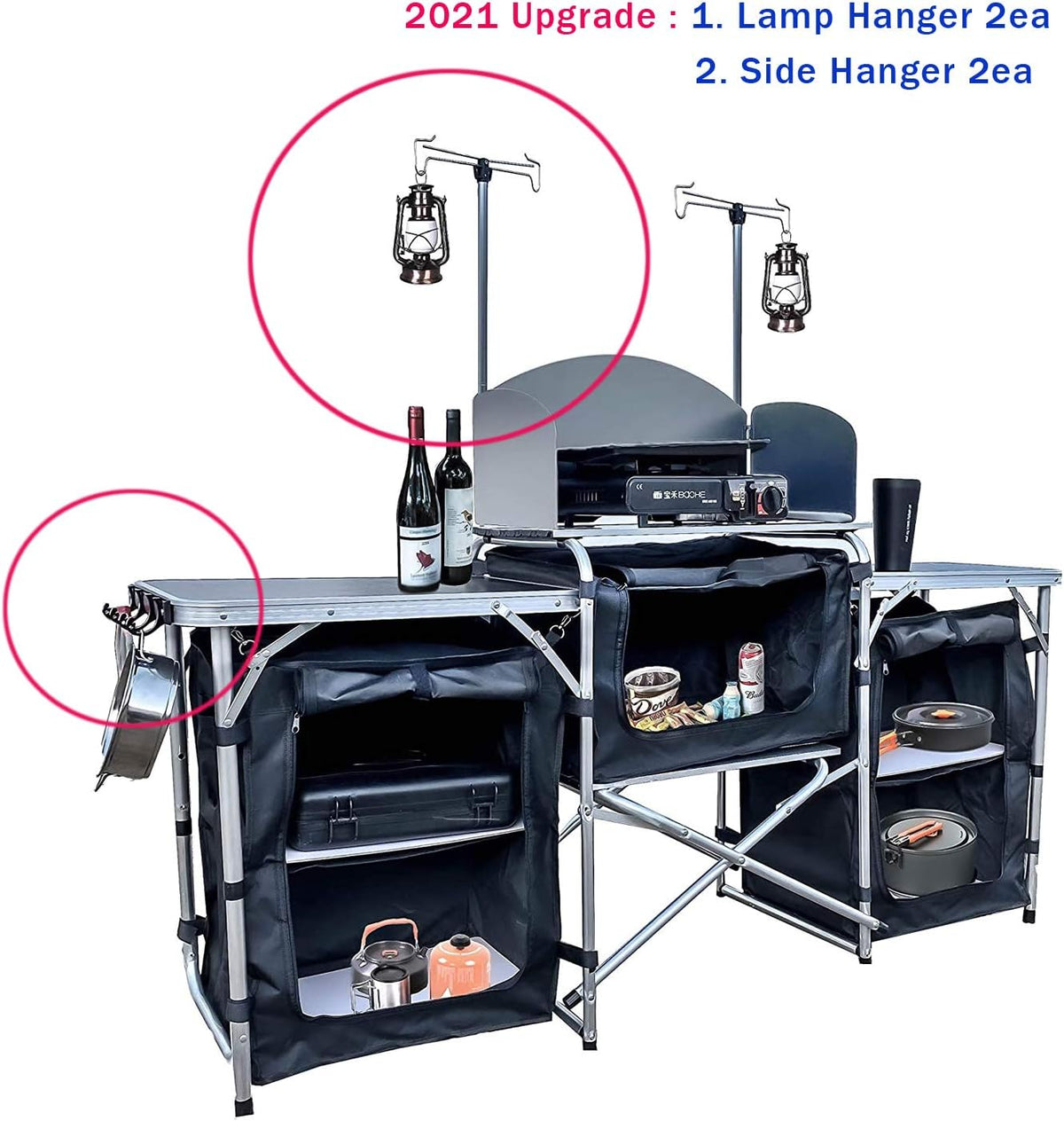 Multifunctional Aluminum Folding Camping Table with Storage Organizer X78737
