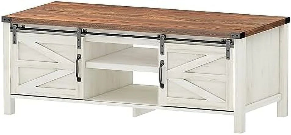 Farmhouse Coffee Table with Sliding Barn Doors V766