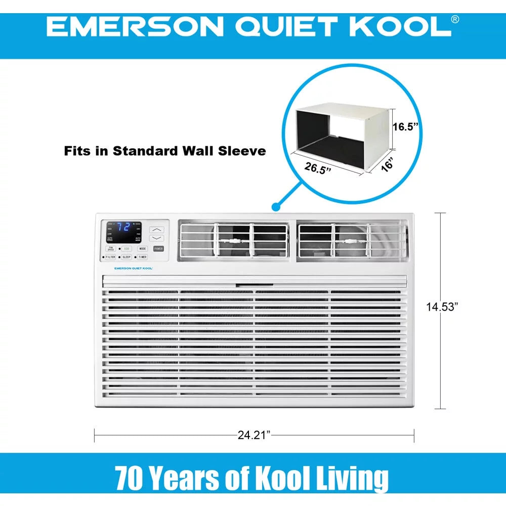 12,000 BTU 230-Volt Through-the-Wall Air Conditioner with Heater, White V7617