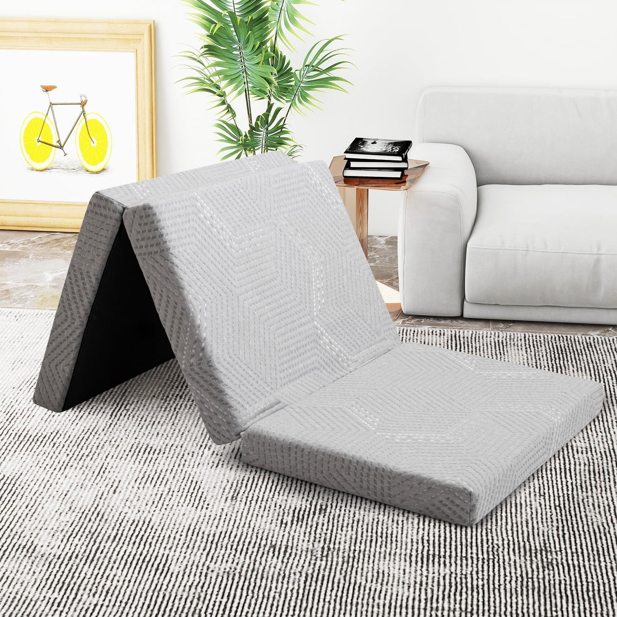 4 Inch Tri Folding Memory Foam Mattress Queen C90016