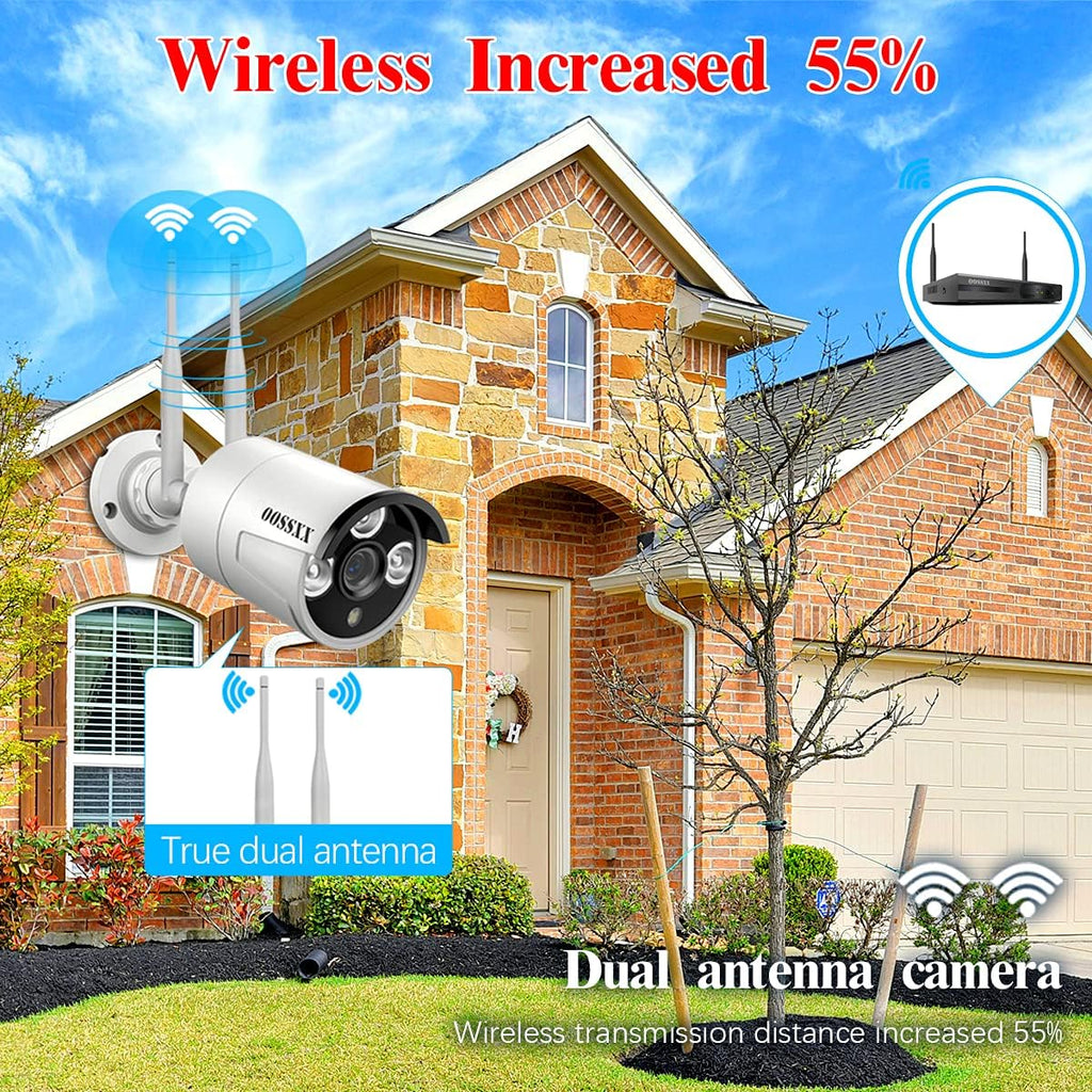 2K 3.0MP Wireless Security Camera System, 8 Channel NVR Outdoor Home Surveillance with 4TB HDD W47010