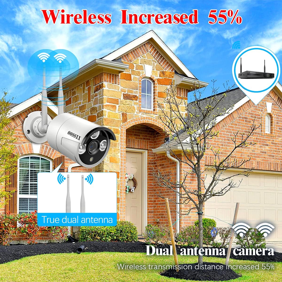 2K 3.0MP Wireless Security Camera System, 8 Channel NVR Outdoor Home Surveillance with 4TB HDD W47010