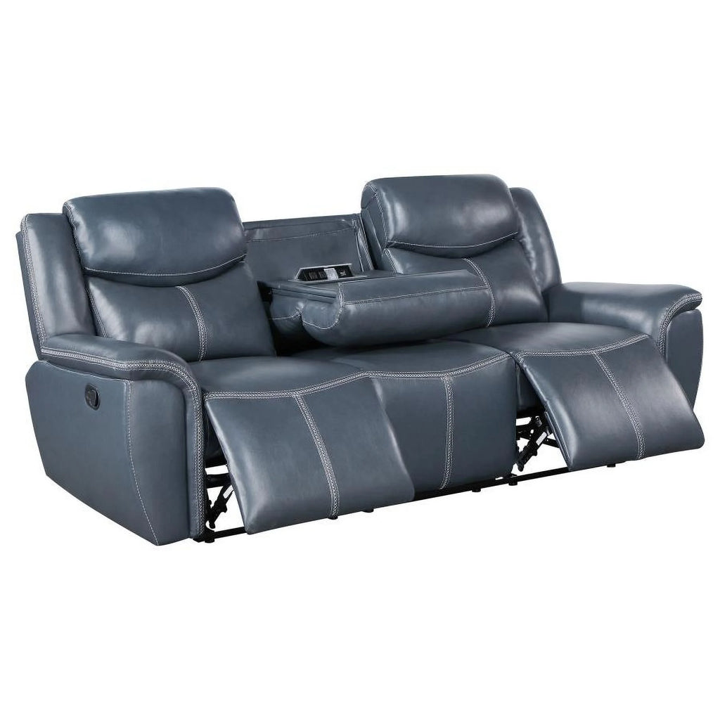 Blue Reclining Sofa with Drop Down Table P678625