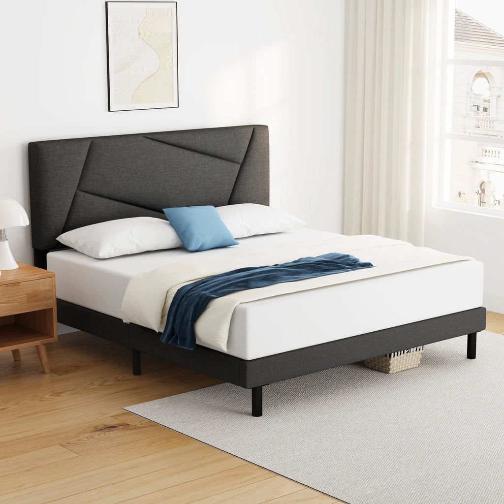 Queen Size Fabric Upholstered Platform Bed Frame B685