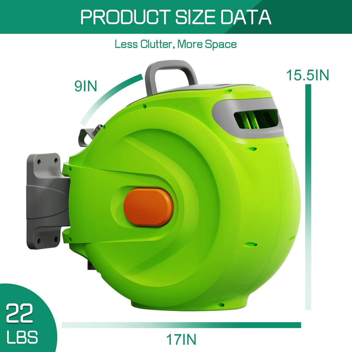 1/2'' x 100 FT Retractable Hose Reel with 8 Patterns Nozzle L9735