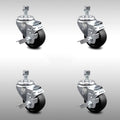 3.5 inch Soft Rubber Swivel Caster Set with Brake D4220