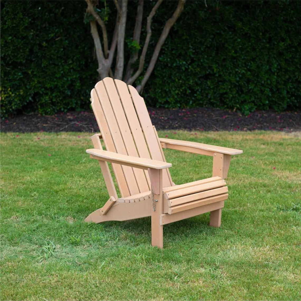 Latte Weatherwood Poly Adirondack Folding Chair W506963