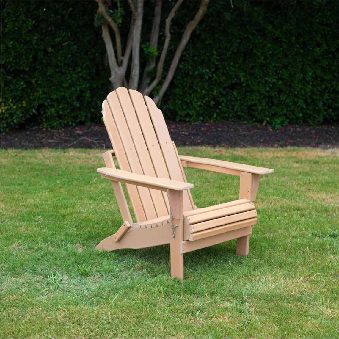 Latte Weatherwood Poly Adirondack Folding Chair W506963