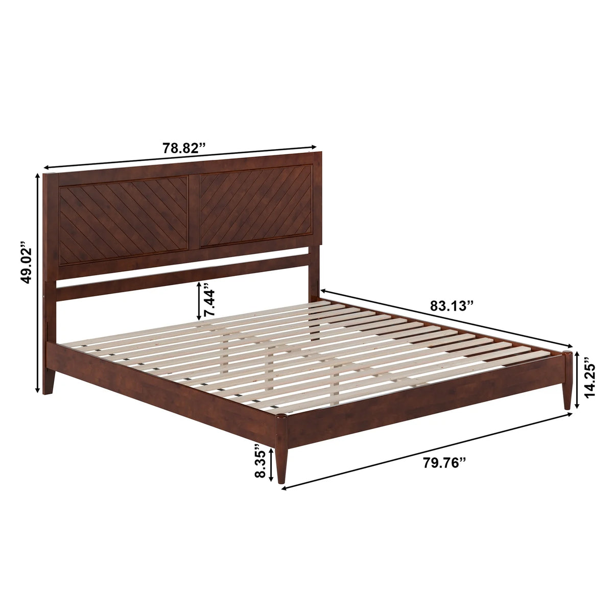 King Solid Wood Low Profile Platform Bed, Walnut B853759
