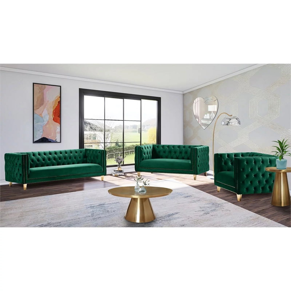 Green Velvet Loveseat B7882