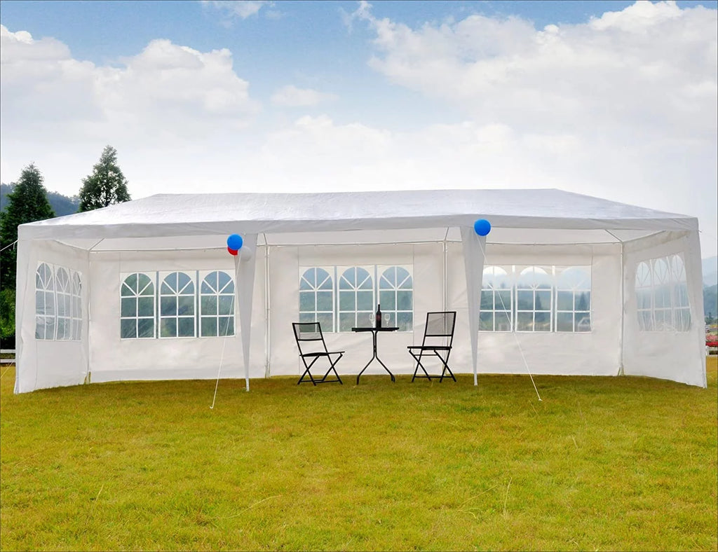 10'x30' White Outdoor Canopy Tent with 8 Side Walls H406