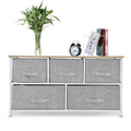 Light Grey 5 Drawer Fabric Dresser R584650